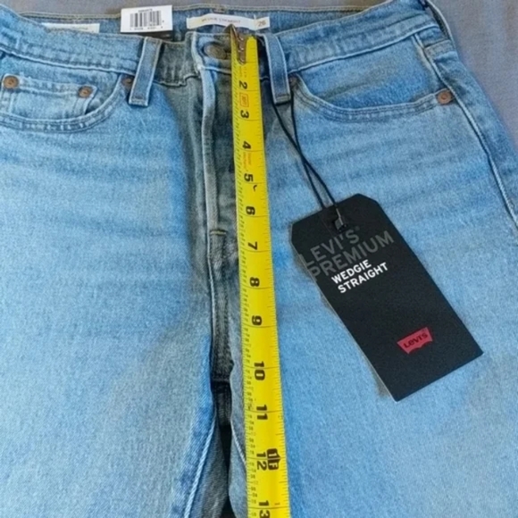 Levi's Wedgie Crop Straight Leg Jeans Distressed Tango Blue - Picture 13 of 16